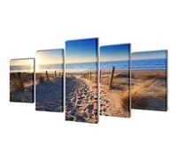 Ziaphsol Lot de 5 tableaux sur toile de plage - 100 x 50 cm - Cadre en bois - Imperméable - Décoration murale pour salon, chambre à coucher, salle à manger, couloir, bureau