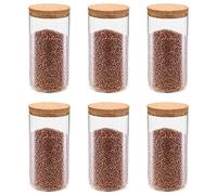 Ziaphsol Lot de 6 bocaux en verre transparent avec couvercle en liège, 1400 ml par bocal, hermétique, pour pâtes, noix et aliments secs - Pour cuisine et garde-manger