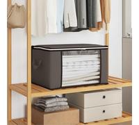 Ziaphsol Lot de 6 boîtes de rangement pliantes avec fenêtre latérale transparente - Gris - En tissu non tissé - 60 x 43 x 35 cm - Double fermeture éclair pour armoire et rangement sous le lit