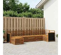Ziaphsol Lot de 6 canapés d'angle en bois d'acacia massif naturel, résistant aux intempéries, avec accoudoirs pratiques, design à lattes, idéal pour la terrasse, le jardin et le salon