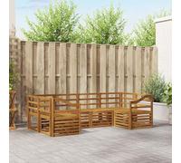 Ziaphsol Lot de 6 canapés d'angle en bois d'acacia massif, résistant aux intempéries, 245 x 126,5 x 73 cm, avec accoudoirs et design à lattes, polyvalent pour terrasse, jardin, salon et salon
