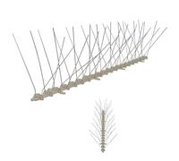 Ziaphsol Lot de 6 pics anti-oiseaux en plastique et acier inoxydable - 4 rangées - 50 x 2,5 cm - Longueur des pointes : 115 mm - Pour jardin, maison, terrasse, balcon - 3 m