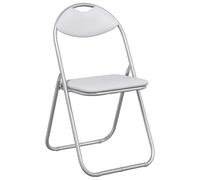 Ziaphsol Lot de 8 chaises pliantes blanches et grises 48 x 43,5 x 81 cm en cuir synthétique pliable avec assise et dossier rembourrés en mousse, peu encombrant, avec protection de sol à clipser