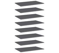 Ziaphsol Lot de 8 étagères à livres, gris brillant, 80 x 50 x 1,5 cm, matériau en bois, pour système d'étagère, étagère murale, espace de rangement pour livres, dossiers, dans le salon, le bureau, la