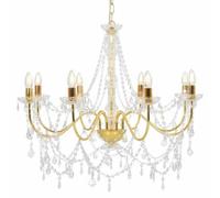 Ziaphsol Lustre Suspendu doré avec Perles en Cristal 8 Ampoules E14 pour Salon Salle à Manger Cuisine Chambre décoration intérieure Ambiance Moderne Vintage Industriel