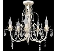 Ziaphsol Lustre Suspendu en Cristal Blanc Antique avec 5 Douilles E14, plafonnier élégant pour Salon, Salle à Manger, Cuisine ou entrée, luminaire décoratif Moderne et Vintage