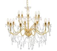 Ziaphsol Lustre Suspension doré 2 Couches avec 15 Ampoules E14 pour Salon Salle à Manger Cuisine Chambre intérieur Ambiance Moderne Vintage Industriel