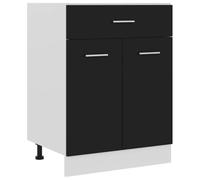 Ziaphsol Lyon Armoire basse en bois noir 60 x 46 x 81,5 cm avec tiroir, porte et étagère, autonome, idéale comme armoire de cuisine, garde-manger, armoire d'appoint pour plus d'espace de rangement