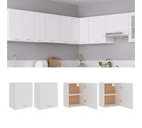Ziaphsol Lyon Lot de 2 armoires suspendues en bois blanc 50 x 31 x 60 cm Armoire de cuisine avec porte et étagère Espace de rangement pour garde-manger et armoire d'appoint dans la salle à manger et