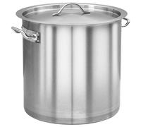 Ziaphsol Marmite en Acier Inoxydable 26 litres 32x32 cm avec Couvercle poignée adaptée Induction gaz pour Cuisine Professionnelle et Domestique