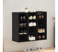 Ziaphsol Meuble à chaussures avec étagère - Noir - Aspect chêne - 77,5 x 30 x 67 cm - Peu encombrant - Pour couloir et entrée - Avec 12 étagères - Design moderne
