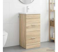Ziaphsol Meuble de Salle de Bain avec évier en Bois d'ingénierie Chêne Sonoma, Armoire de Rangement avec tiroirs, Miroir, Robinet, Siphon, idéal pour aménagement Mural ou Sol