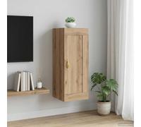 Ziaphsol Meuble Mural Chêne Artisanal 34,5 x 34 x 90 cm avec Porte réversible, Rangement élégant pour Salon Salle à Manger Cuisine entrée Bureau ou Chambre