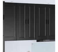 Ziaphsol Meuble Mural Porto Noir 30 x 31 x 100 cm en Bois d'ingénierie pour Cuisine Moderne, Rangement Pratique avec Porte et étagères, idéal pour Vaisselle, épices, Micro-Ondes ou Salle à Manger