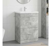 Ziaphsol Meuble sous lavabo Salle de Bain Gris béton en Bois d'ingénierie avec Grand Espace de Rangement tiroirs et Porte, idéal pour Organisation Efficace, Design épuré, Montage Simple