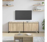 Ziaphsol Meuble TV 140 x 36 x 49,5 cm en bois Sonoma avec 4 portes et gestion des câbles pour salon, console multimédia, buffet, home cinéma, espace de rangement, décoration moderne