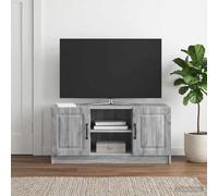 Ziaphsol Meuble TV Contemporain en Bois d'ingénierie Sonoma Gris 102 x 34,5 x 47 cm avec Portes pivotantes et étagère Ajustable pour Salon, séjour ou Chambre