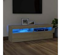 Ziaphsol Meuble TV en Bois d'ingénierie avec lumières LED RVB chêne Sonoma 120x35x40 cm, Support pour télévision, Rangement Moderne pour Salon, avec Espace pour appareils multimédia et éclairage