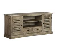 Ziaphsol Meuble TV en Bois Massif de Melia Azedarach 145 x 35 x 60 cm avec Grand Espace de Rangement Support pour télévision et appareils multimédia pour Salon ou Chambre