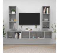 Ziaphsol Meuble TV Mural en Bois d'ingénierie avec 4 modules de Rangement de 37 x 37 x 107,5 cm, Support pour écran, Design Moderne pour Salon, séjour ou Chambre, Montage Mural ou Horizontal