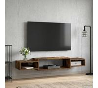 Ziaphsol Meuble TV Mural en Bois d'ingénierie Chêne fumé 140 x 28 x 21 cm Support Flottant Rangement bibliothèque Design Moderne pour Salon Chambre Bureau
