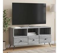 Ziaphsol Meuble TV Sonoma Gris en Bois d'ingénierie 102 x 34,5 x 50 cm avec tiroirs, Rangement Multifonction pour Salon ou Chambre, Support écran Design