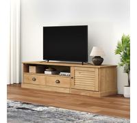 Ziaphsol Meuble TV Vigo 156x40x40 cm en Bois Massif de pin avec Rangement Pratique pour Salon ou Chambre à Coucher, Design Rustique, Support TV, Porte, tiroirs, Compartiments, Facile à Assembler