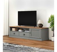 Ziaphsol Meuble TV Vigo Gris en Bois Massif de pin de 156 cm avec Rangement Pratique et Design Rustique pour Salon ou Chambre à Coucher