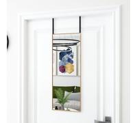Ziaphsol Miroir de porte Golden 30 x 80 cm avec cadre en aluminium en verre, avec 2 crochets, miroir pour couloir, chambre à coucher, salon, mur ou au-dessus de la porte, minimaliste