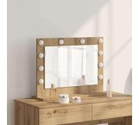 Ziaphsol Miroir de vanité rectangulaire Chêne Artisanal 60 x 45 cm avec éclairage LED Blanc Chaud pour Chambre Salle de Bain ou entrée, Design Moderne et Cadre en Bois Durable