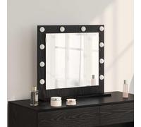 Ziaphsol Miroir de vanité Rectangulaire Chêne Noir 60 x 55 x 18 cm avec éclairage LED Blanc Chaud pour Chambre Salle de Bain Coiffeuse décoration Murale Moderne