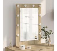 Ziaphsol Miroir de vanité rectangulaire en Bois de chêne Sonoma 70 x 50 cm avec éclairage LED Blanc Chaud pour Chambre Salle de Bain ou entrée