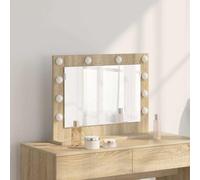 Ziaphsol Miroir de vanité rectangulaire en chêne Sonoma 60 x 45 cm avec éclairage LED Blanc Chaud idéal pour Chambre Salle de Bain ou entrée décoration Moderne et Pratique