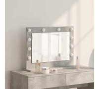 Ziaphsol Miroir de vanité rectangulaire Gris béton 60 x 45 cm avec éclairage LED Blanc Chaud, Design Moderne, idéal pour Chambre, Salle de Bain, entrée ou vestiaire, Facile à Suspendre ou Poser