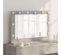 Ziaphsol Miroir de vanité rectangulaire Gris béton 80 x 55 x 18 cm avec éclairage LED Blanc Chaud, Cadre Moderne en Verre et Bois, idéal pour Chambre, Salle de Bain ou entrée