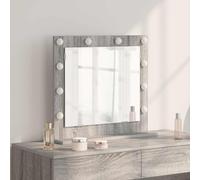 Ziaphsol Miroir de vanité Rectangulaire Gris Sonoma 60 x 55 x 18 cm avec Éclairage LED Blanc Chaud Design Moderne pour Chambre Salle de Bain et Entrée