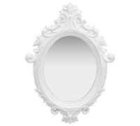 Ziaphsol Miroir mural baroque vintage - 56 x 76 cm - Cadre ovale en bois synthétique - Avec crochet de suspension - Blanc - Pour couloir, garde-robe, chambre à coucher, salon