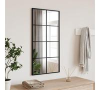 Ziaphsol Miroir mural noir, 40 x 80 cm, rectangulaire, en verre et fer revêtu par pulvérisation, montage vertical ou horizontal, pour salle de bain, couloir, salon, chambre à coucher