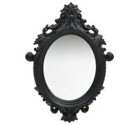 Ziaphsol Miroir mural style château 56 x 76 cm noir cadre ovale pour couloir, entrée, dressing, miroir décoratif avec crochet de fixation en verre réfléchissant
