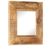 Ziaphsol Miroir sculpté à la main en bois de manguier massif 50 x 50 x 2,5 cm, miroir mural avec finition naturelle, miroir décoratif pour salle de bain, couloir, salon et chambre à coucher, à