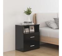 Ziaphsol Modern Black Bedside Table 50x32x60 cm with Two Drawers and Shelf for Bedroom Or Living Room, Wooden Furniture with Storage, Stable Design, Easy to Clean, Suitable for Adult Or Child Spaces