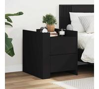 Ziaphsol Modern Black Engineered Wood Bedside Table 45x50x50 cm with Drawers for Bedroom Or Living Room, Sturdy Stable nightstand with Storage, Easy to Assemble and Clean