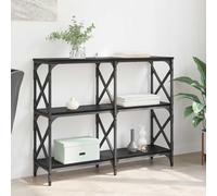 Ziaphsol Modern Black Oak Console Table 100 x 28 x 80.5 cm with Wooden Engineering Surface and Metal Frame for Hallway Living Room Home Decor and Storage