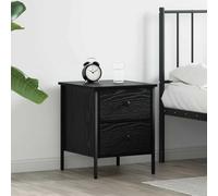 Ziaphsol Modern Black Oak Nightstand with Drawer 40 x 42 x 50 cm Bedroom Storage Small Side Table for Bedside Lamp and Personal Items, Durable MDF and Metal Furniture for Bedroom and Living Room