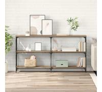 Ziaphsol Modern Chêne Artisanal Console Table 156 x 28 x 80.5 cm with Metal Frame and Adjustable levelers Ideal for hallways Living Rooms Or entryways Durable Wood Engineered Surface