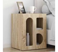 Ziaphsol Modern Elst Oak Sonoma Nightstand Set with 6 Shelves for Bedroom Small Spaces Durable Wood Engineering Compact Storage for Bedside Lamp Alarm Clock and Personal Items