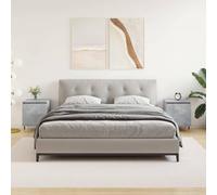 Ziaphsol Modern Gray Concrete Finish Bedside Tables 2 Pack 40x30x50 cm Wooden Nightstands with Storage Shelf for Bedroom Living Room Dormitory