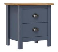 Ziaphsol Modern Gray Pine Wood Nightstand Hill 46x35x49.5 cm with Two Drawers for Bedroom Lounge and Living Room, Scandinavian Style, Durable Solid Timber Furniture
