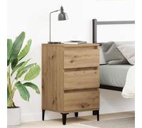 Ziaphsol Modern Scandinavian Oak Nightstand 45 x 35 x 44 cm with Storage Drawer for Bedroom Lounge Or Dormitory, Durable Engineered Wood and Steel Legs, Rustic Finish, Compact and Stylish Furniture