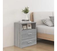 Ziaphsol Modern Sonoma Gray Bedside Table with Durable Wood Engineering Finish 50x32x60 cm for Bedroom Or Living Room with Spacious Drawers and Shelf, Easy-to-Clean Surface